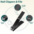 thumbnail image 2 of MORGLES 9 Pcs Tweezers & Nail Clipper Set – Stainless Steel Grooming Kit with Scissors, File & Leather Case – Dark Green, 2 of 5