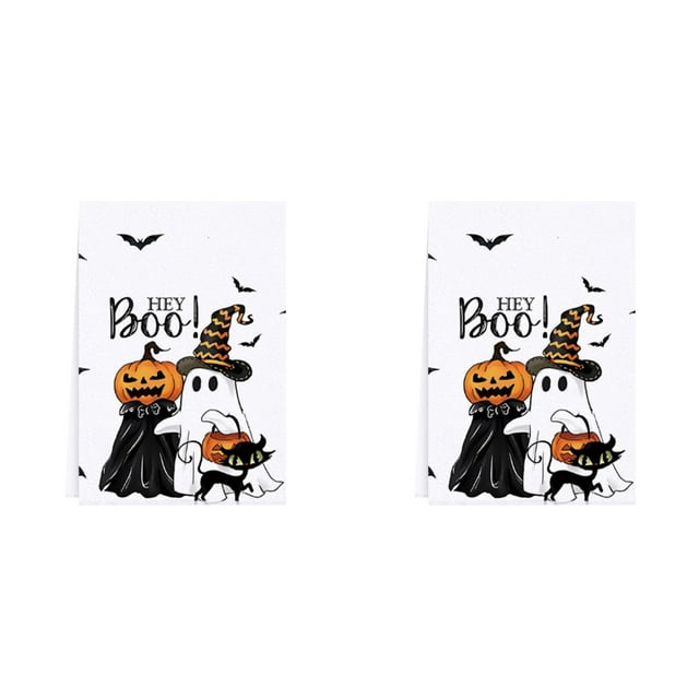 Kitchen Towel Set - Absorbent Microfiber Towels for Home Use Ideal for Drying Dishes and Bat Pumpkin Design Kitchen 2PCS,2-Pack
