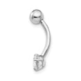 thumbnail image 2 of 10k White Gold 5mm Round Cubic Zirconia Cz Belly Button Rings Screw Navel Bars Body Piercing Naval, 2 of 7