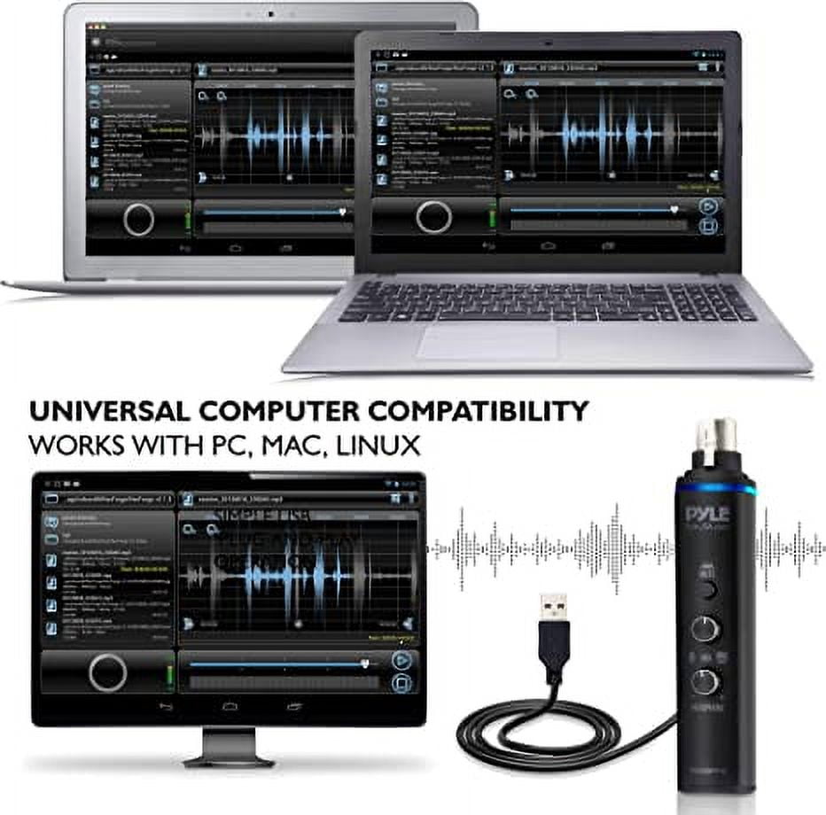 PYLE PDUSBPP10 - Microphone XLR-to-USB Adaptor - USB Mic Interface with Volume Control, Easy USB Plug-and-Play (+48V Phantom Power)