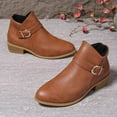 thumbnail image 7 of JUSLIO Winter Boots for Women Chunky Heel Boots Low Heels Ankle Boots Solid Color Fashion Casual Slip On Round Toe Plus Size Boots, 7 of 7