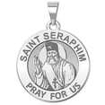 thumbnail image 3 of Picturesongold.Com Saint Seraphim Religious Medal Necklace Pendants - 2/3 inch Size of Dime, Solid 14K Yellow Gold, 3 of 4