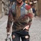 thumbnail image 1 of Blusas y camisas de manga larga con cuello redondo para hombre, blusas casuales de manga larga con cuello redondo, blusas estampadas, blusas de poliéster para hombre, 1 of 5