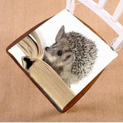 YUSDECOR Cute Hedgehogs Read Book Chair Pads Chair Mat Seat Cushion Chair Cushion Floor Cushion Size 20x20 inches