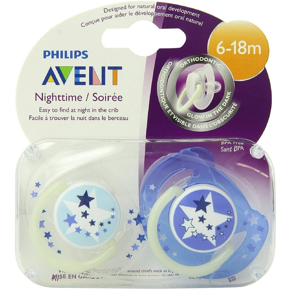 Philips Avent BPA Free Night Time Pacifier, 618 Months 2 ea Walmart