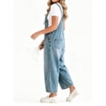 thumbnail image 4 of Sleeveless Women Casual Denim Jumpsuit Loose Wide Leg Jeans Oversall Bib Pants, 4 of 5