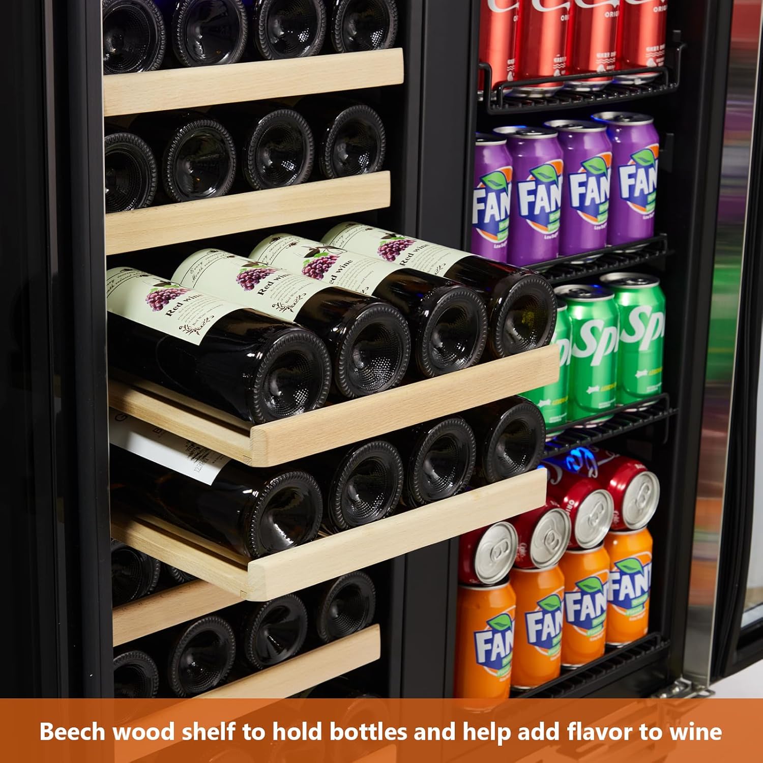Towallmark Wine and Beverage Refrigerator, 30 inch Wine Fridge Dual Zone Hold 33 Bottles and 96 Cans, Digital Touch Control, Built-In or Freestanding