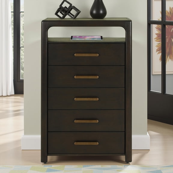 Steve Silver Sigmund Vertical Sabe Brown 5 Drawer Chest