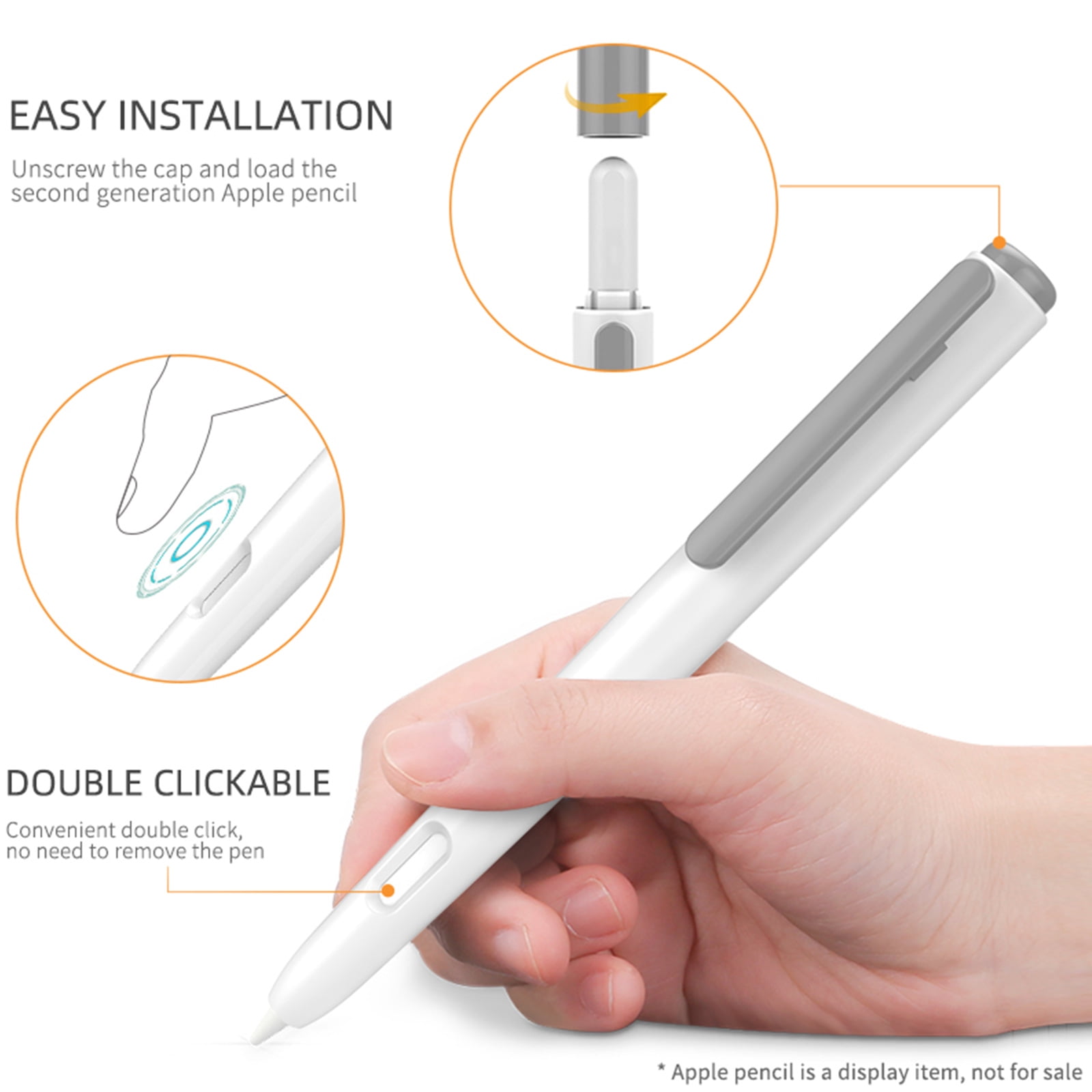 Yammee Retractable Pencil Cover for Apple Pencil 2nd Generation Anti-scratch Protective Cover for Touch Stylus Pen for Case Acc