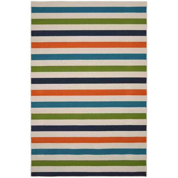 Garland Rug Summer Stripe 45 In X 66 In Area Rug Multi Color Walmart Com Walmart Com