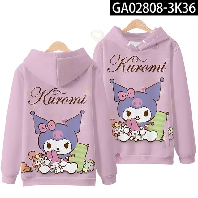 Sudadera con capucha Kawaii Kuromi para niños, Ropa para Niñas, sudaderas Sanrio para niños, sudaderas de manga larga con capucha de dibujos animados, Primavera