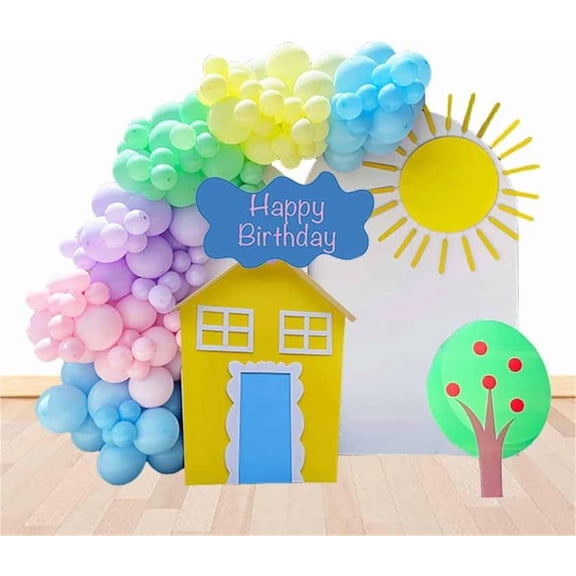 Blue Green Yellow Purple Pink Balloons Arch Kit 158 Pcs Balloons for Pig Happy Birthday Theme Party Decoration