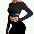 thumbnail image 6 of OSOLU Solid Color Women Crop Tops Tummy Long Sleeve Yoga Running Shirts Gym Workout Tank Tops Fashionable Dailywear, 6 of 6