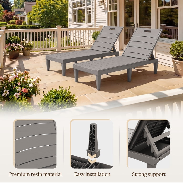 Homall Outdoor Chaise Lounges, 5-Position Waterproof Set of 2 photo 3
