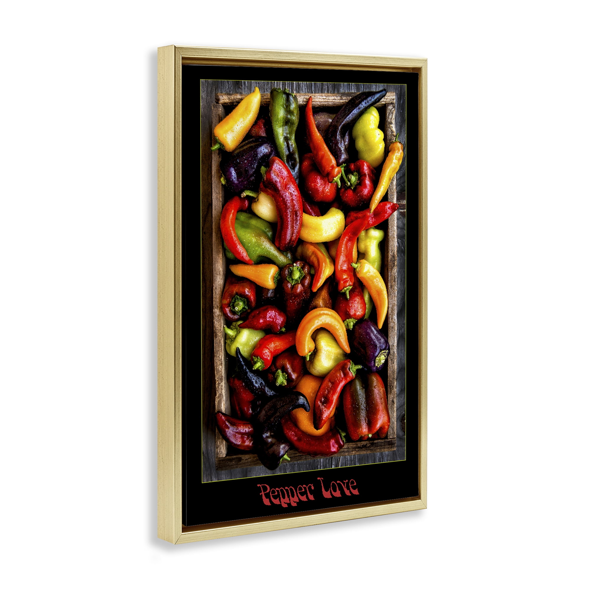 Stupell Industries Pepper Love Vibrant Vegetables Gold Framed Floater Canvas Wall Art, design by Carl Kravats