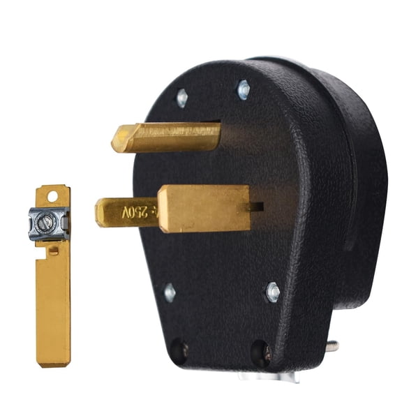 KYascend Straight Blade Angle Plug, AC Dryer Replacement Male Angle Plug, Welder Plug NEMA 6-30P 6-50P, 50 Amp, 250V Black