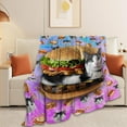 thumbnail image 6 of Funny Cat Blanket Super Soft Cozy Hamburger Cat Throw Blanket Lightweight Flannel Fleece Fuzzy Blankets Cat Lover Giftsfor Girls Boys Women Teens Adults 50"X40", 6 of 6
