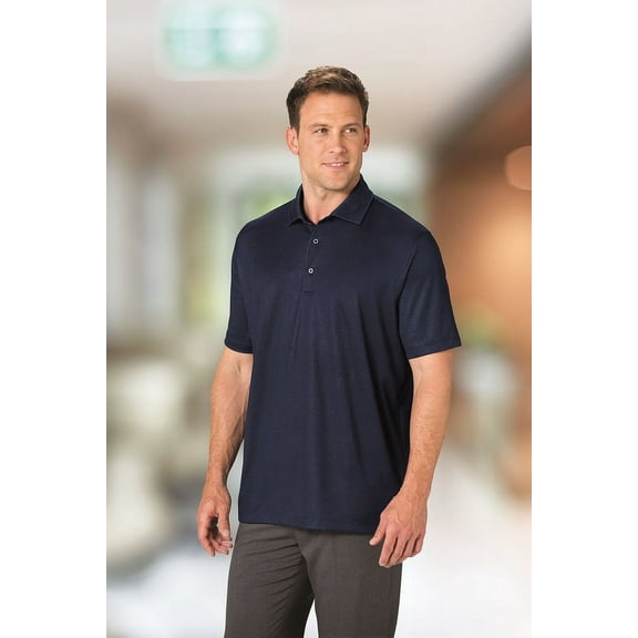 Paragon B13971654 Derby Sublimated Heathered Polo T-Shirt, Navy Heather - Medium