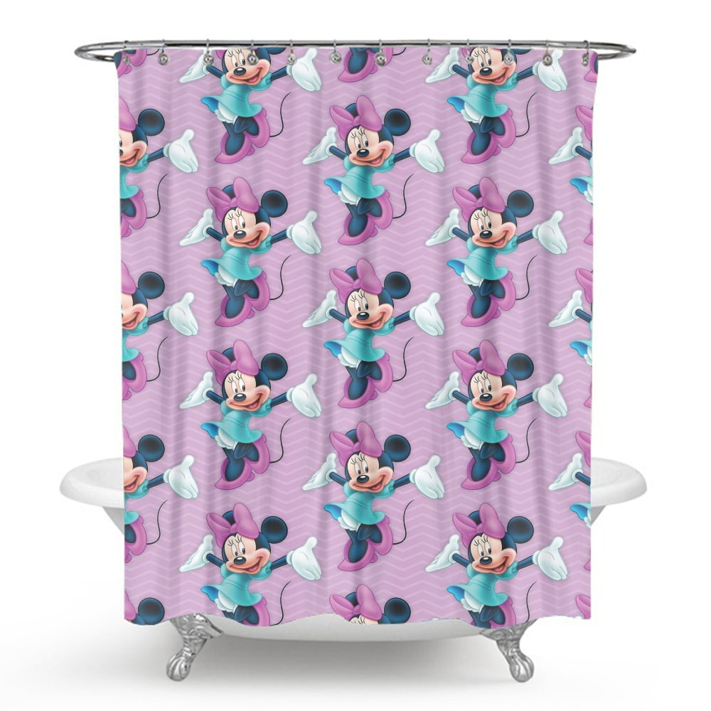 Mickey Mouse Shower Curtains Funny Polyester Bathroom Curtain with 12