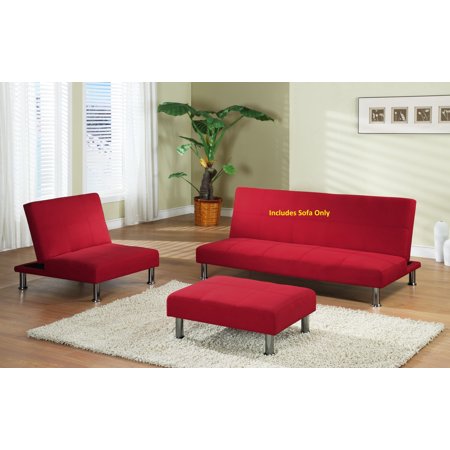 Red Cotton Canvas Fabric Klik Klak Sofa Bed Sleeper With