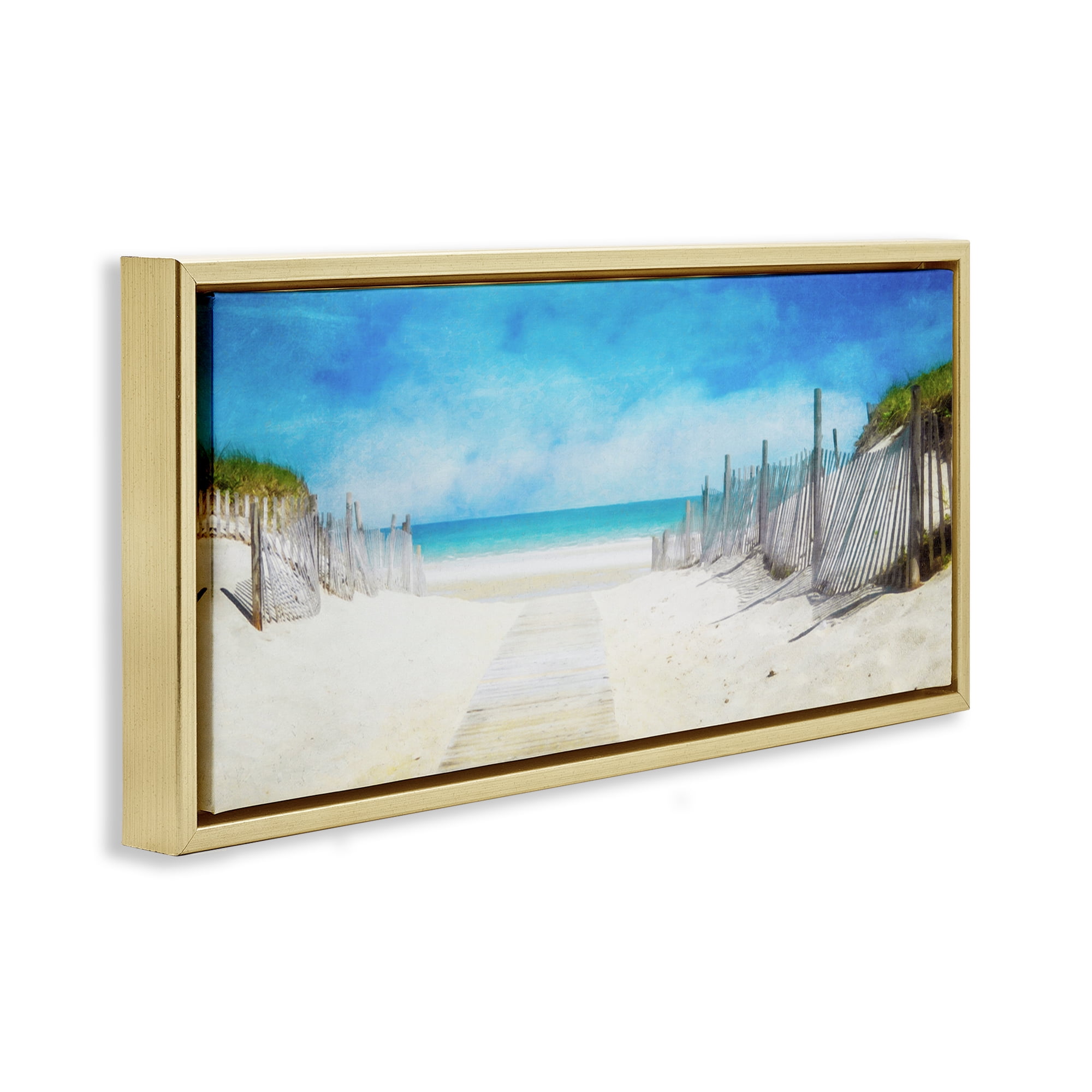 Stupell Industries Dunes Of The Cape Landscape & Nature Painting Gold Floater Framed Canvas Art Print Wall Art, 25 x 11