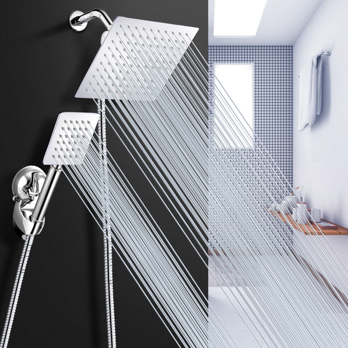 Shower Head Combo, 3 Way Rainfall Shower Head and Handheld Shower Combo ...