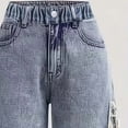 thumbnail image 4 of Kids Girls Wide Leg Jeans Elastic Waist Soft Denim Loose Fit Cherry Embroidered Pants for School Party Daily Wear Cute Trousers, 5T-15Y, 4 of 7
