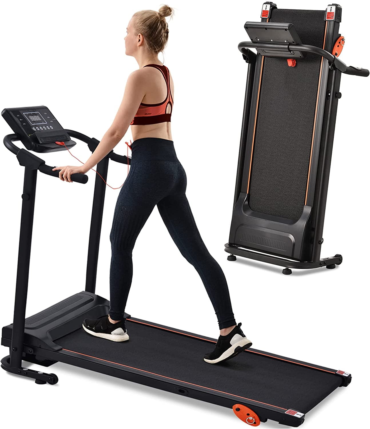 Jogging & Walking Machine with 12 Perset Programs Device Holder Heartbeat Sensor and 3-Level Incline Merax Foldable Treadmill for Home 2.5HP Portable Running 