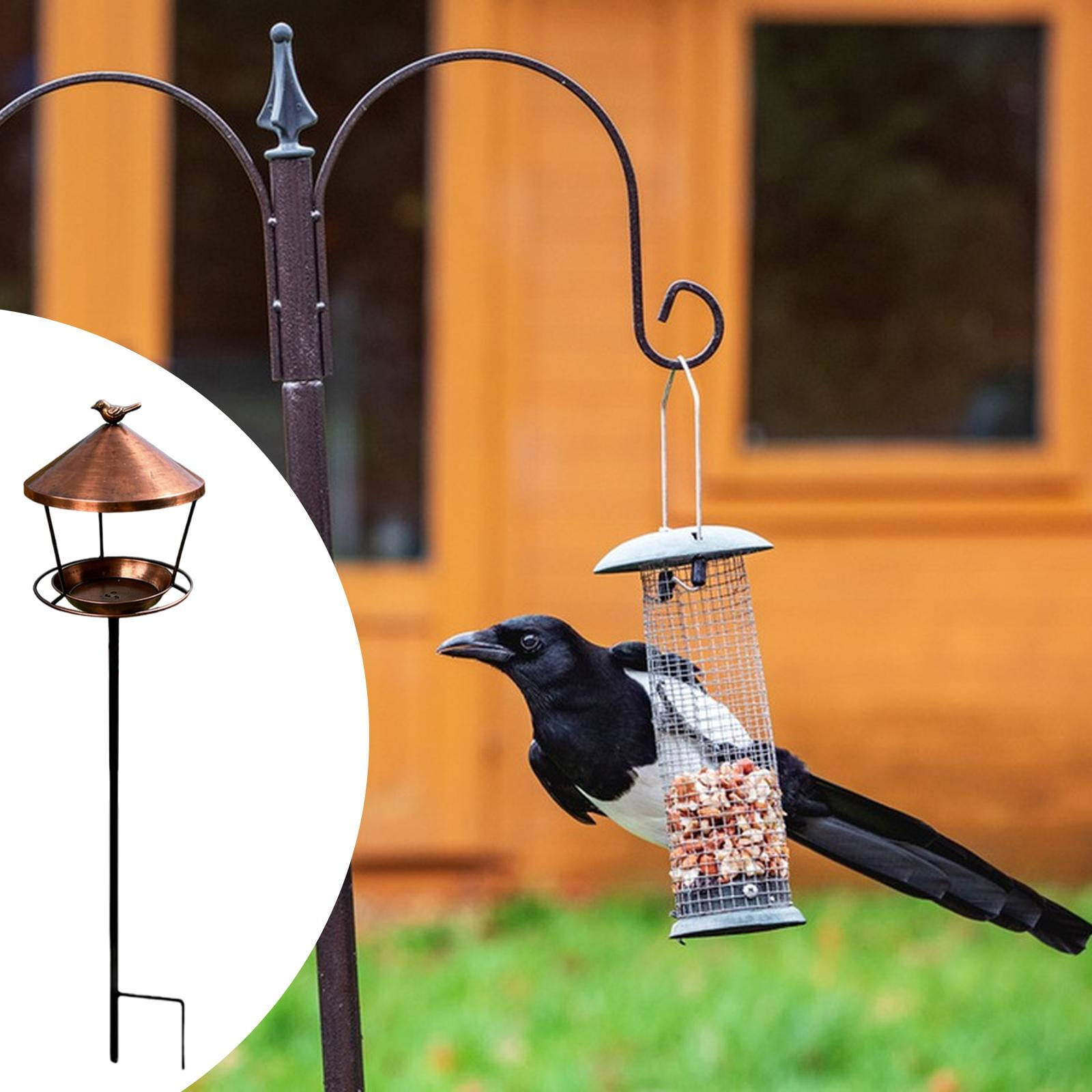 Aymzbd Antique Metal Bird Feeder Pole, Birdbath for Outdoor Birds, Bird Feeding Station bronze