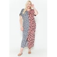 thumbnail image 4 of Front Slit Dolman Leopard Print Maxi Dress - Mint Combo, 3XL, 4 of 6