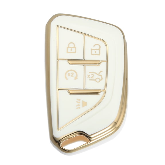 Car Key Fob Cover 5 Button Remote Key Fob Case TPU Button Full Protector Cover for White for Cadillac CT5 2020-2022