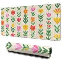Long Mouse Pads for Desk,Pioneer Flower Floral Print Pattern Desk Mats on Top Of Desks, Desk Mouse Pad Extra Large with 3mm Non-Slip Base and Stitched Edge for Gaming,Office,Work,Home 35.4"x15.7"