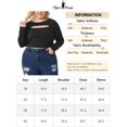thumbnail image 6 of Unique Bargains Women Plus?Size Long Sleeve Round Neck Cut Out Front Fitted T-Shirts 1X Black, 6 of 6