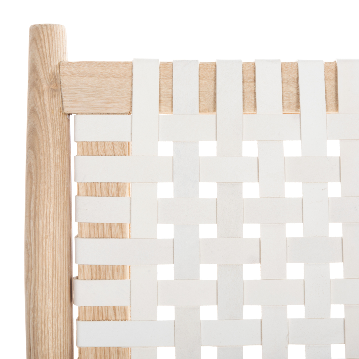 SAFAVIEH Sedia Accento Munro In Legno Di Teak E Pelle Bianca Intrecciata - Stile Mid-Century - Già Montata
