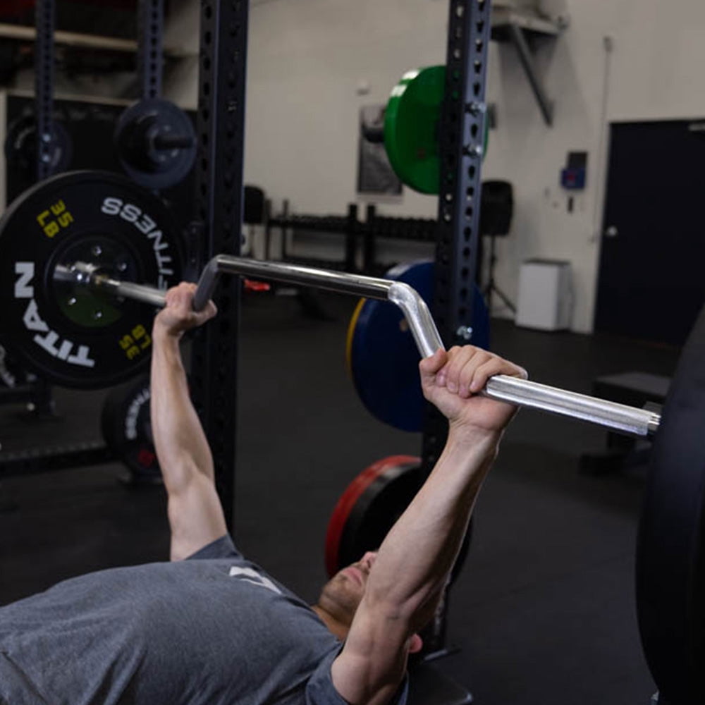 Titan Fitness Cambered Bench Press and Rowing Bar, 3" Camber Drop, 600 LB Capacity, 28mm Shaft