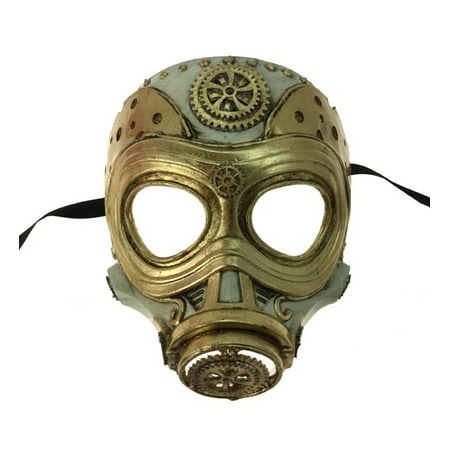 KBW Adult Unisex Steampunk Gold Gas Mask, Vintage Victorian Style Retro Punk Rustic Gothic Motorcycle Pilot Aviator Eyewear Headgear Costume Accessories Novelty Costume