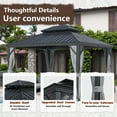 thumbnail image 5 of 12 Ft. W x 16 Ft. D Outdoor Aluminum Hardtop Gazebo with Double Metal Roof and Curtains, 5 of 7