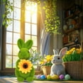 thumbnail image 4 of KCEHTA Easter Bunny Figurines Artificial Green Moss Flocked Bunny Small Rabbit Statue Home Decor, 4 of 7