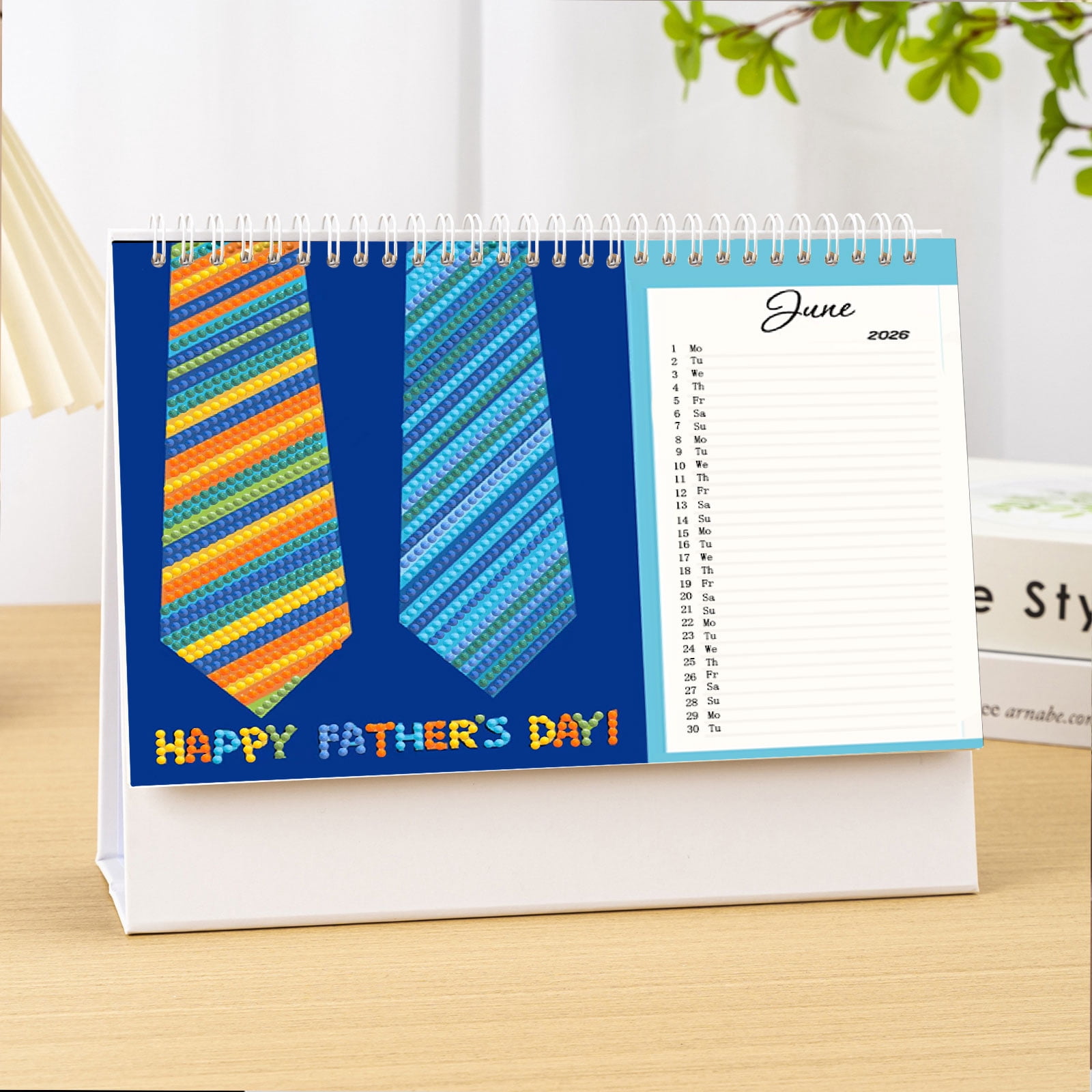 FLOPESN 2026 Desk Calendar DIY Diamond Painting Craft Kit, 9.84*7.48 in Acrylic Material Flip Calendar with Special Drills for Home Office Decor