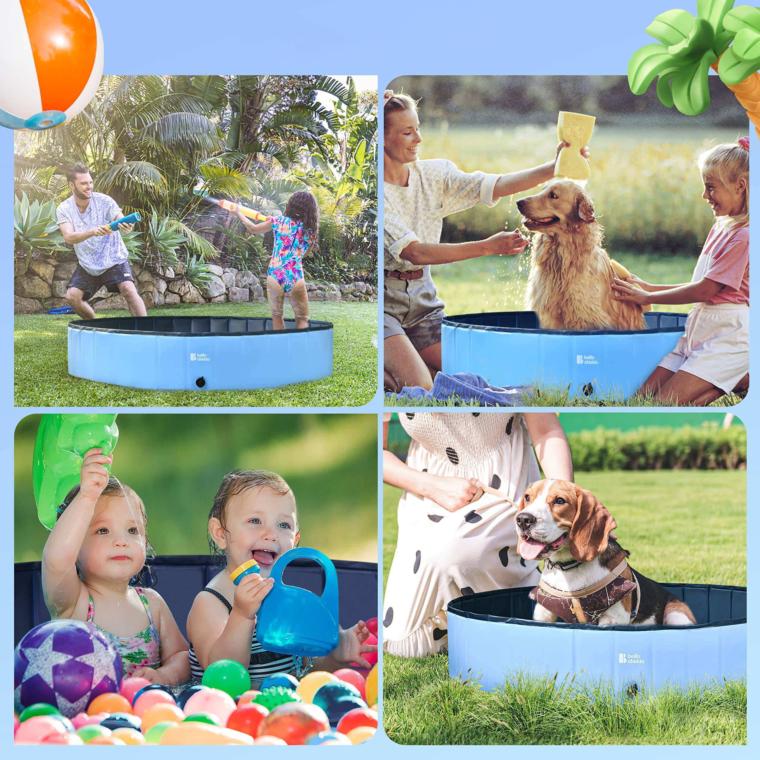 YCFUN 32" Foldable Dog & Kiddie Pool, Hard Plastic Above Ground Swimming Pool with Non-Slip Bottom, Portable Outdoor Pool for Dogs & Kids (32" x 8")