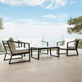 thumbnail image 2 of Sunset & Cie Modern 4-Piece Aluminum Patio Furniture Set, Patio Set with 1 Loveseat, Coffee Table and 2 Chairs, Balcony Furniture with Removable Cushions for Garden Porches Backyard - Aegean (White), 2 of 7