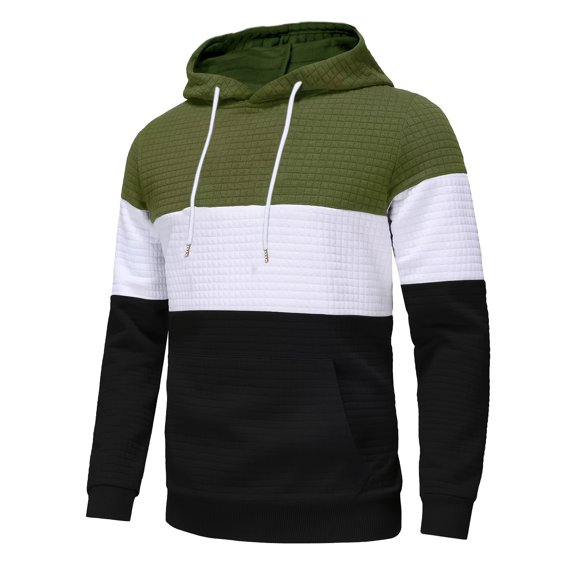 Men's Cool Waffle Color Block Hoodie, Autumn Winter Street Casual Hoodie, Great Gift