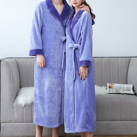 

WANYNG pajamas for women Adult s Home Wear Flannel Nightgown Long Coral Velvet Bathrobe womens fall fashion 2022 Purple XL