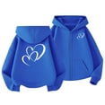 thumbnail image 2 of Trupants Warm Heart Graphic Girls Blue Hoodie - 100% Polyester Zip Up Sweatshirt with Kangaroo Pocket, Loose Fit for Girls 4-14 Years,Size 7-8T, 2 of 8