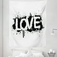 thumbnail image 1 of Urban Graffiti Tapestry, Ink Splattered Backdrop Love Message Stained Stencil Sprayed Graffiti, Fabric Wall Hanging Decor for Bedroom Living Room Dorm, 5 Sizes, Black and White, by Ambesonne, 1 of 1