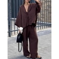 thumbnail image 4 of Women 2 Piece Outfits Matching Lounge Set Brown L, 4 of 9