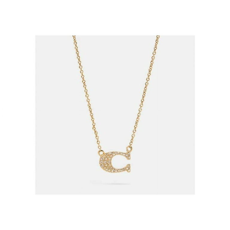 安心の国内発送♪お洒落☆COACH☆ Pave Signature Necklace Coach Pave Signature Necklace gold one size - Walmart.com