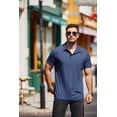 thumbnail image 2 of COOFANDY Men Short Sleeve Polo Shirt Casual Business Polo T Shirt Pocket Basic Lightweight Collared Shirt Big and Tall Blue, 2 of 9