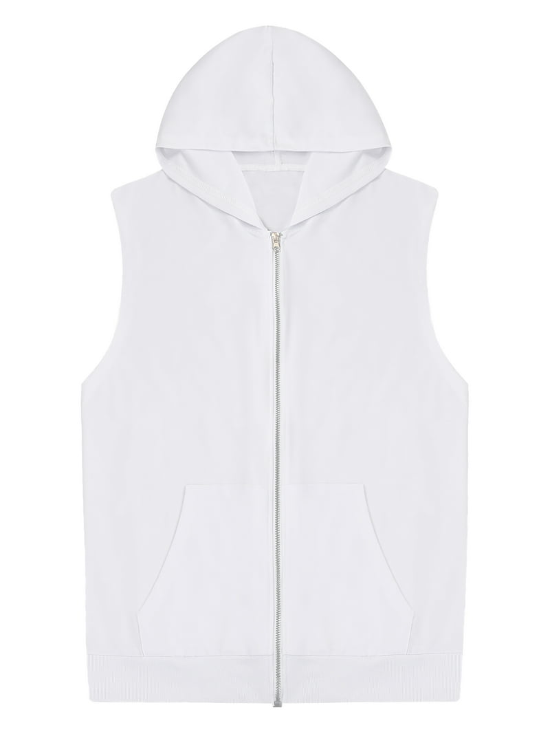 Zaldita Men's Sleeveless Workout Hoodies Tank Tops Zip-up Hooded