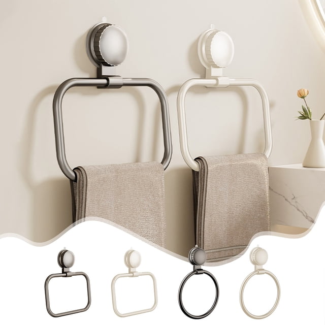 Sentmoon Towel Racks Towel Rack Suction Cup Towel Ring Aluminum Alloy Material No Need To Drill Holes Bathroom Sink Wall Mounted Towel Rack